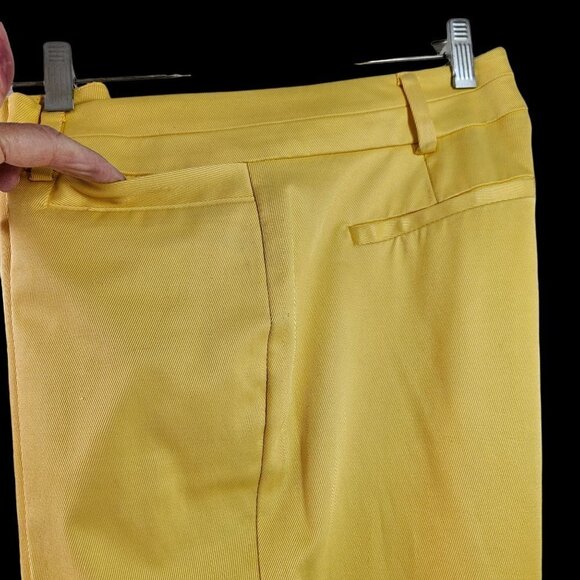 7th Ave Suiting Zip Ankle Pants Womens 4 Mid Rise Yellow Stretch Cotton Twill - Picture 6 of 8